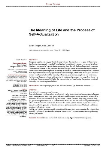 The Meaning of Life and the Process of Self-Actualization / 
Zoran Salopek, Vida Demarin