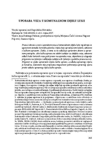 Uporaba veza u komunalnom dijelu luke (Visoki upravni sud Republike Hrvatske, rješenje br. Usž-2505/16-2 od  
6. rujna 2017.) : [prikaz] / Vesna Skorupan Wolff