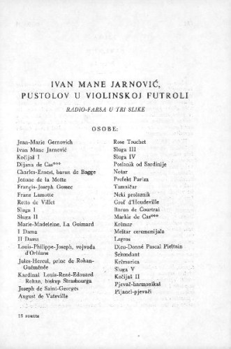 Ivan Mane Jarnović, pustolov u violinskoj futroli : radio-farsa u tri slike / L. Paljetak