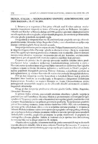 Brixen, Italija - Međunarodni simpozij Kirchenmusik auf dem Balkan, 15.-17. 10. 2004. : [izvješće] / Hana Breko Kustura