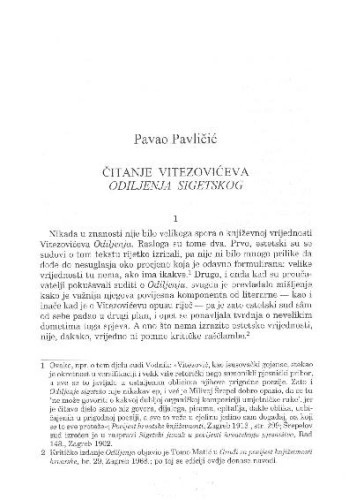 Čitanje Vitezovićeva Odiljenja sigetskog / Pavao Pavličić