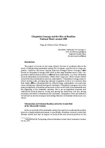 Chiquinha Gonzaga and the Rise of Brazilian National Music around 1900 / Tiago de Oliveira Pinto