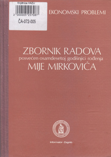 Zbornik radova posvećen osamdesetoj godišnjici rođenja Mije Mirkovića ; urednik Dušan Čalić