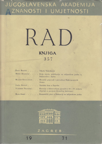 Knj. 16(1971)=knj. 357 / urednik Josip Torbarina