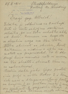 Pismo Naste Rojc Antunu Ullrichu, Stratfield Saye, 27.2.1925.