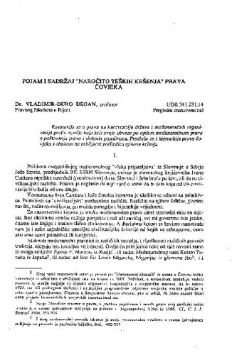 Pojam i sadržaj naročito teških kršenja prava čovjeka / Vladimir-Đuro Degan