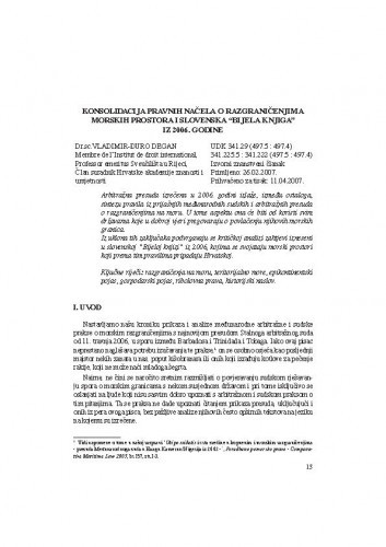 Konsolidacija pravnih načela o razgraničenjima morskih prostora i slovenska 