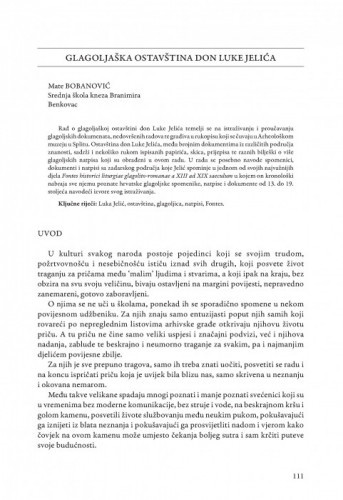Glagoljaška ostavština don Luke Jelića / Mate Bobanović