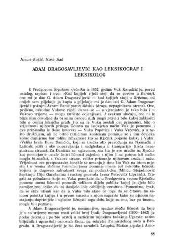 Adam Dragosavljević kao leksikograf i leksikolog / Jovan Kašić