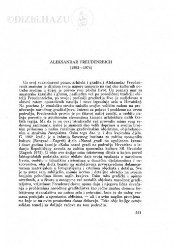 Aleksandar Freudenreich (1892-1974) : [nekrolog] / M. Gušić
