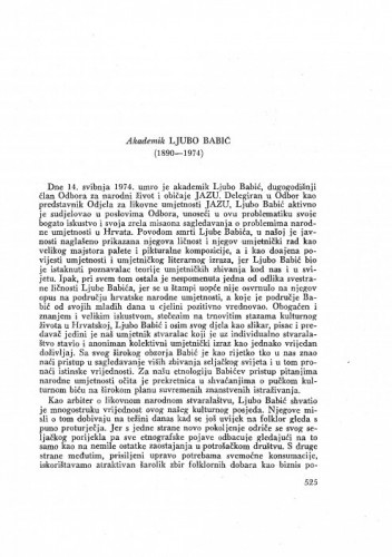 Akademik Ljubo Babić (1890-1974) : [nekrolog] / M. Gušić
