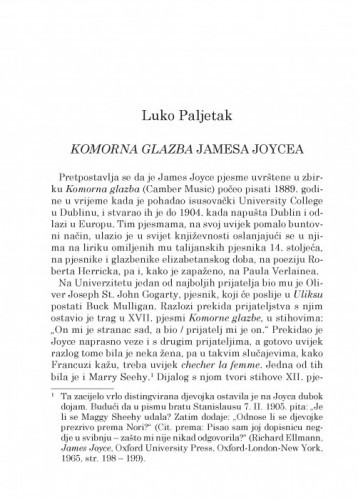 Komorna glazba Jamesa Joycea / Luko Paljetak