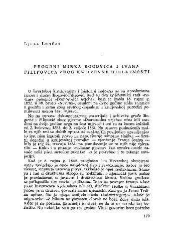 Progoni Mirka Bogovića i Ivana Filipovića zbog književne djelatnosti / Lj. Lončar