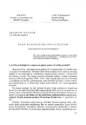 Ivan Kukuljević - povjesničar / Stjepan Hajduk