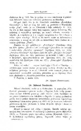 Dr. Milorad Stražnicki / M. Kostrenčić