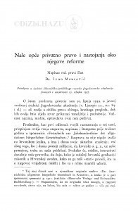 Naše opće privatno pravo i nastojanja oko njegove reforme [1. i 2. dio] / Ivan Maurović