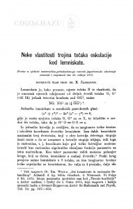 Neke vlastitosti trojina točaka oskulacije kod lemniskate / K. Zahradnik