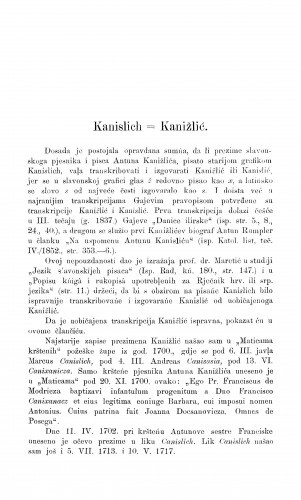 Kanislichb = Kanižlić / F. Fancev