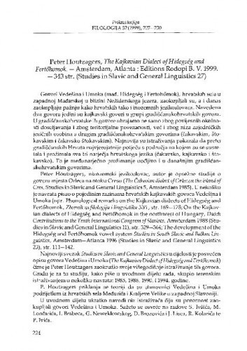 Houtzagers, Peter: The Kajkavian dialect of Hidegség and Fertőhomok, Amsterdam, Atlanta, 1999. / Jela Maresić