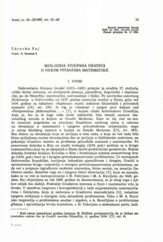 Mišljenja Stjepana Gradića o nekim pitanjima matematike / Zdravko Faj
