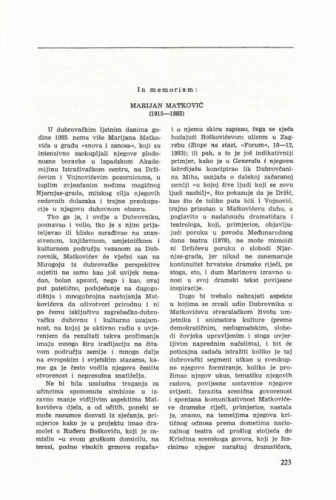 Marijan Matković : (1915-1985) : in memoriam / Frano Čale