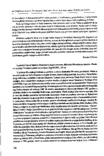 Ludovik Crijević Tuberon: Komentari o mojem vremenu. Zagreb: Hrvatski institut za povijest, 2001. / Zoran Ladić