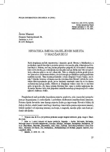 Hrvatska imena naseljenih mjesta u Madžarskoj / Živko Mandić