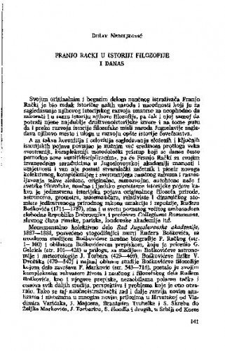 Franjo Rački u istoriji filozofije i danas / Dušan Nedeljković