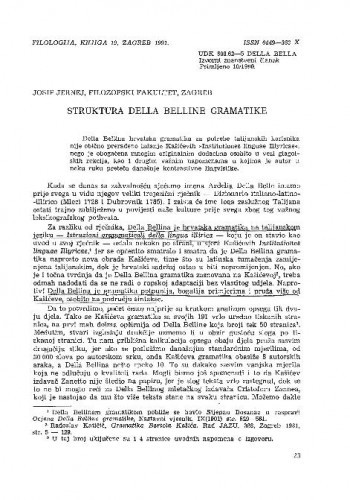Struktura Della Belline gramatike / Josip Jernej