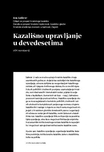 Kazališno upravljanje u devedesetima / Ana Lederer