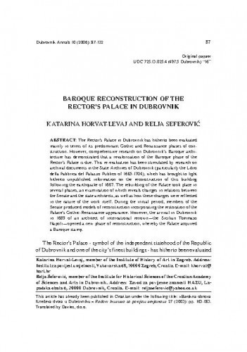 Baroque reconstruction of the Rector's Palace in Dubrovnik / Katarina Horvat-Levaj and Relja Seferović