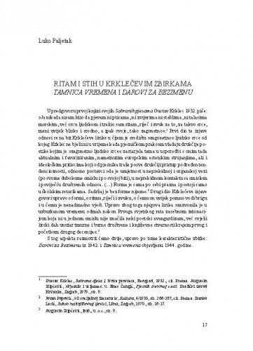 Ritam i stih u Krklečevim zbirkama Tamnica vremena i Darovi za Bezimenu / Luko Paljetak