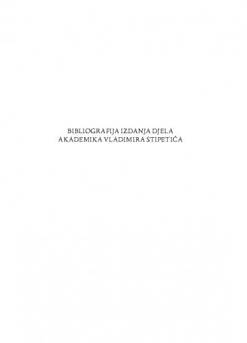 Bibliografija izdanja djela akademika Vladimira Stipetića