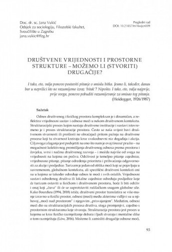 Društvene vrijednosti i prostorne strukture – možemo li (stvoriti) drugačije? / Jana Vukić
