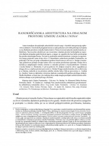 Ranokršćanska arhitektura na obalnom prostoru između Zadra i Nina / Ante Uglešić