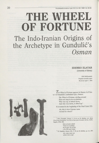 The wheel of fortune : the Indo-Iranian origins of the archetype in Gundulić's Osman / Zdenko Zlatar