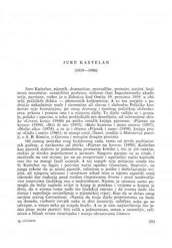 Jure Kaštelan (1919-1990) : [nekrolozi] / Nikola Milićević