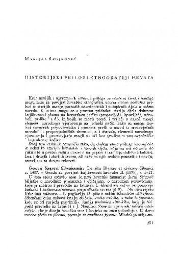 Historijski prilozi etnografiji Hrvata / M. Stojković