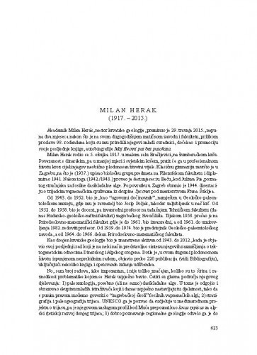 Milan Herak (1917.-2015.) : [nekrolog] / Ivan Gušić, Mladen Juračić