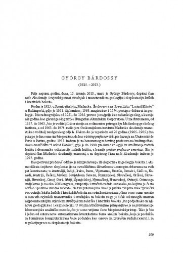 György Bárdossy (1925.-2013.) : [nekrolog] / Ivan Gušić