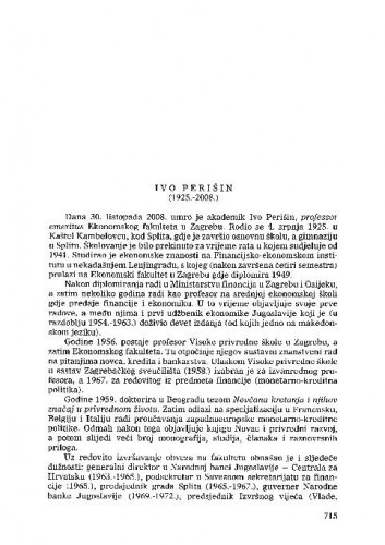 Ivo Perišin (1925.-2008.) : [nekrolog] / Gordan Družić