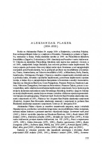 Aleksandar Flaker (1924.-2010.) : [nekrolog] / Ante Stamać