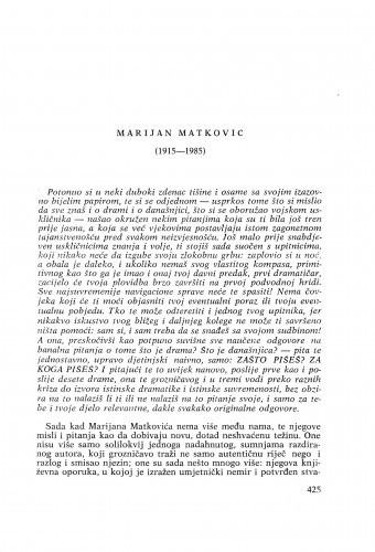 Marijan Matković (1915-1985) : [nekrolozi] / Dubravko Jelčić