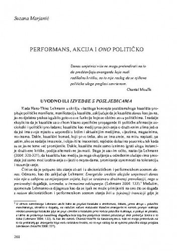Performans, akcija i ono političko / Suzana Marjanić