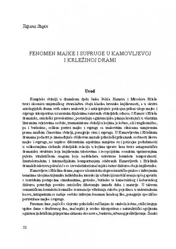 Fenomen majke i supruge u Kamovljevoj i Krležinoj drami / Tatjana Stupin