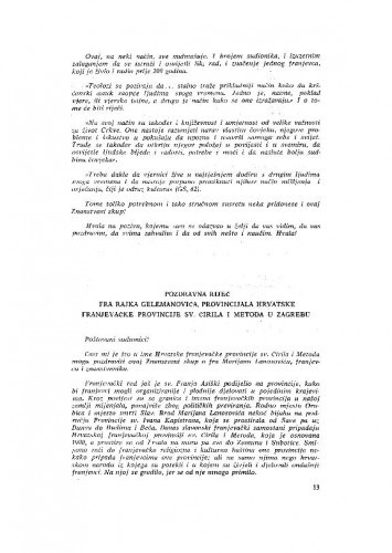 Pozdravna riječ fra Rajka Gelemanovića, provincijala Hrvatske franjevačke provincije sv. Čirila i Metoda u Zagrebu