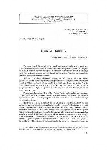 Reljković i estetika / Zlatko Posavac