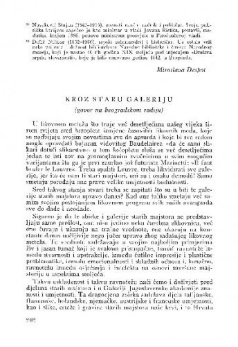 Kroz Staru galeriju : govor na beogradskom radiju / Lj. Babić