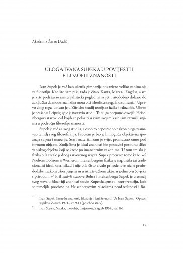 Uloga Ivana Supeka u povijesti i filozofiji znanosti / Žarko Dadić
