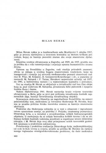 Milan Herak : [biografije novih članova Akademije]